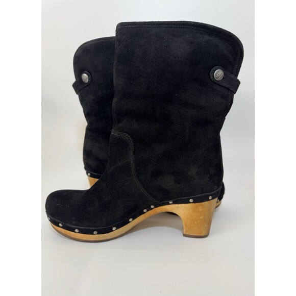 UGG Australia Lynnea Sheepskin Winter Boots Womens Size 6 Black SUEDE - Picture 5 of 16